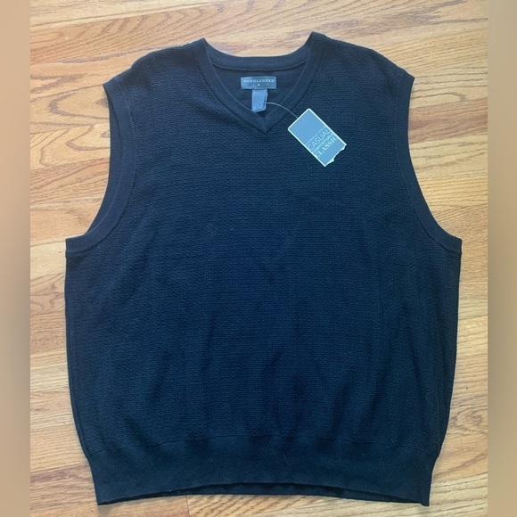 SADDLEBRED Mens Sweater Vest Black  XL VNeck 100% Cotton, NWT. - Picture 1 of 7